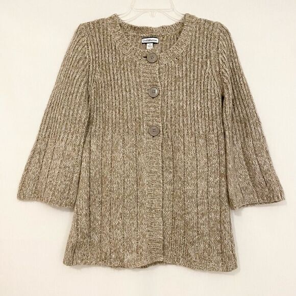 Croft and Barrow button down sweater cardigan beige - Picture 1 of 6